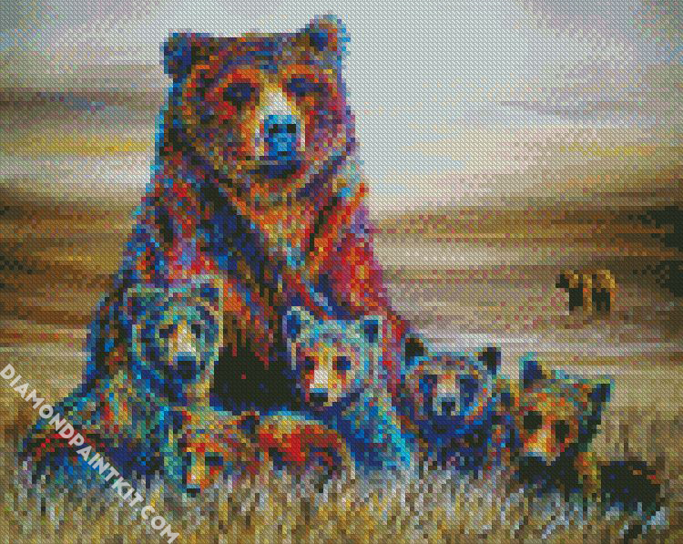 Colorful Bears Family - 5D Diamond Painting 